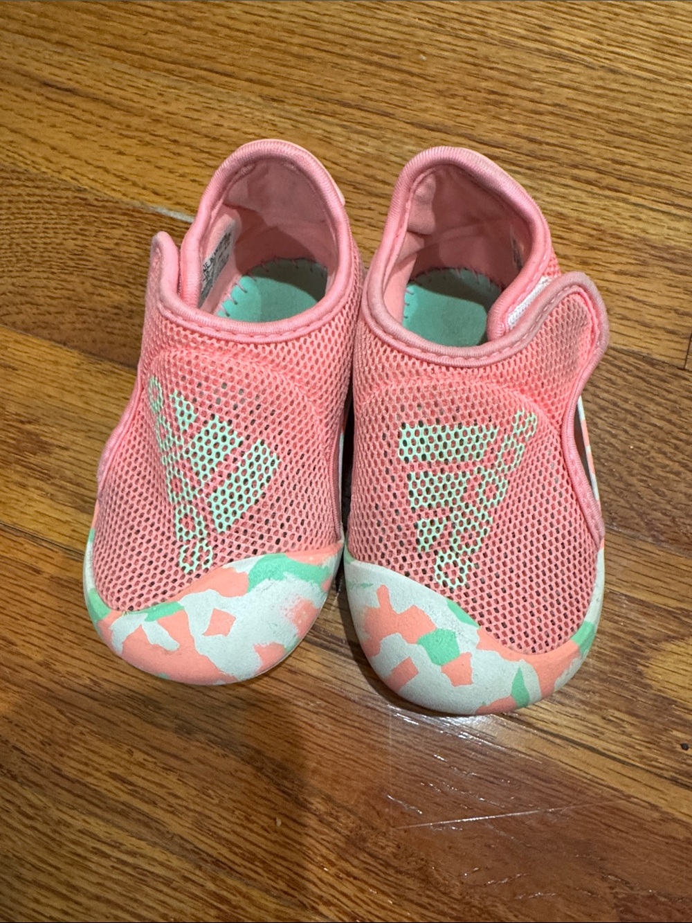adidas Kids Pink Mesh Water Shoes with Mint Accents